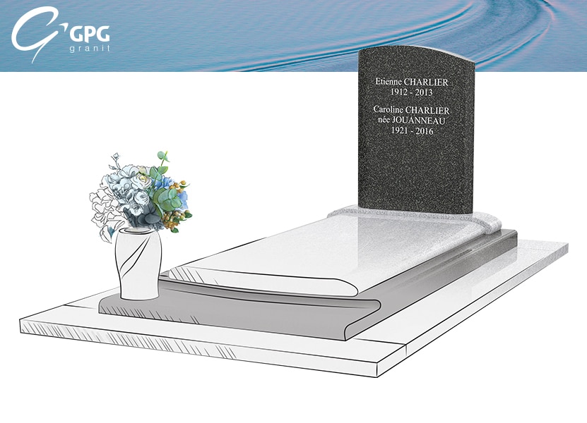 Illustration •Zoom sur un monument funéraire en granit Viscont White : le GPG 429/I