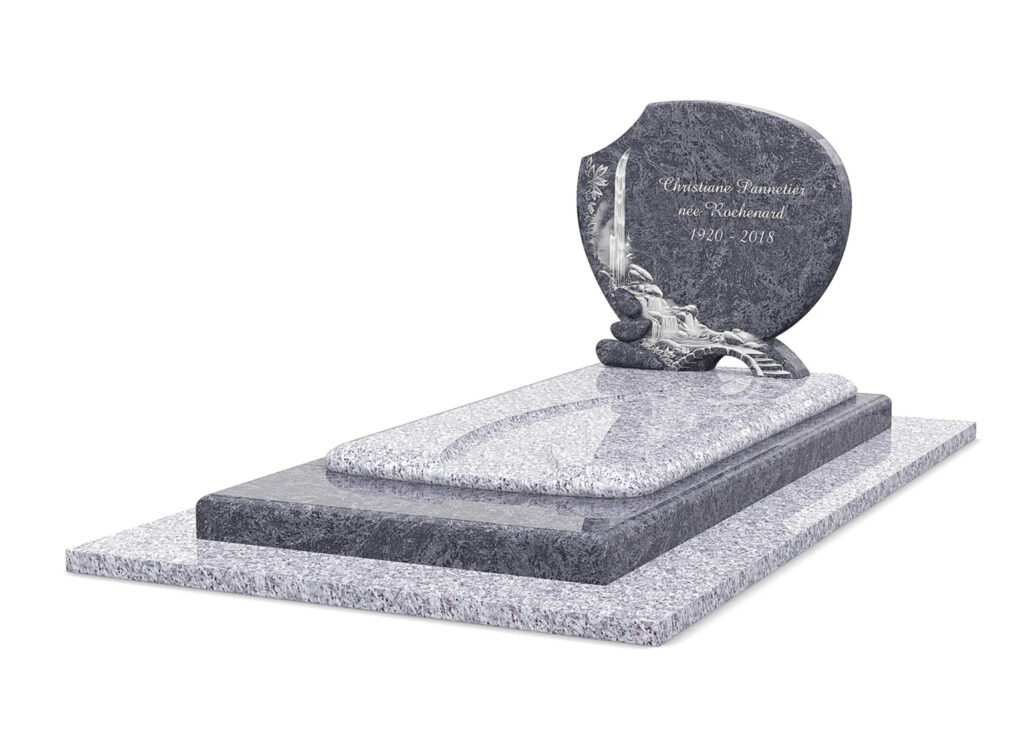 pierre tombale 269J en granit blanc 
