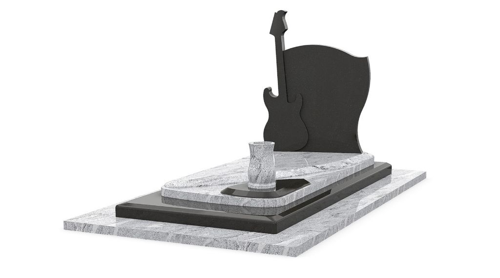 pierre tombale originale en forme de guitare