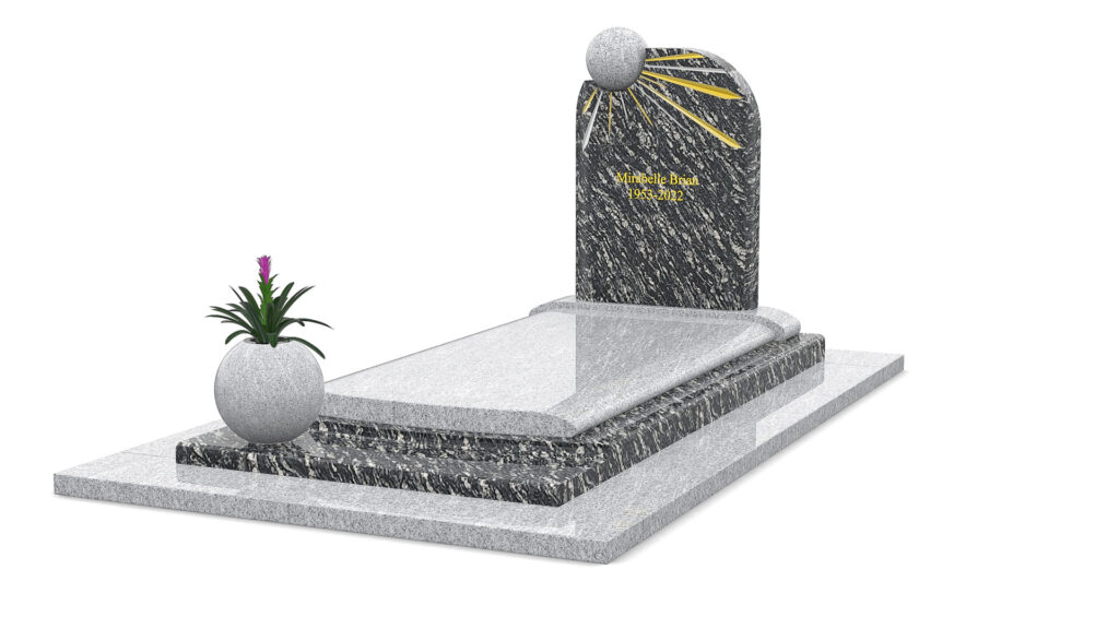 pierre tombale en granit bicolore