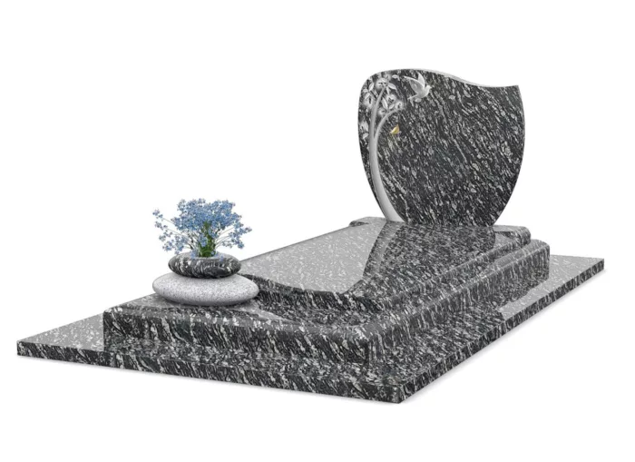Pierre tombale en granit noir écume