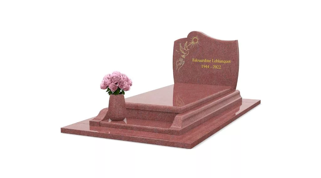 pierre tombale en granit rouge